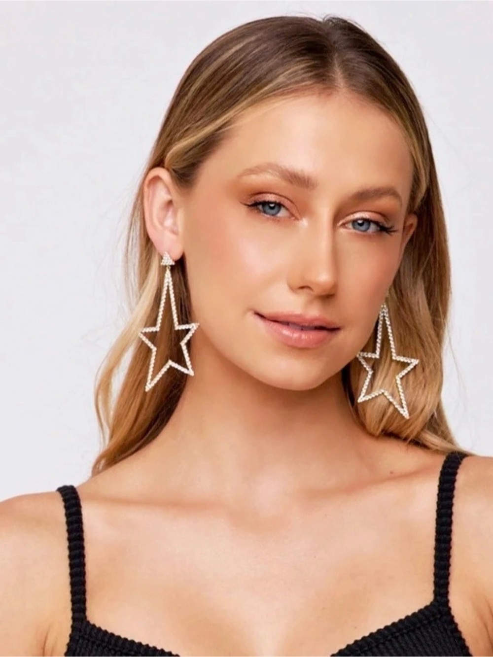 Park Lane Star Rhinestone Large Dangle Earrings Gold BOX Havana Vintage